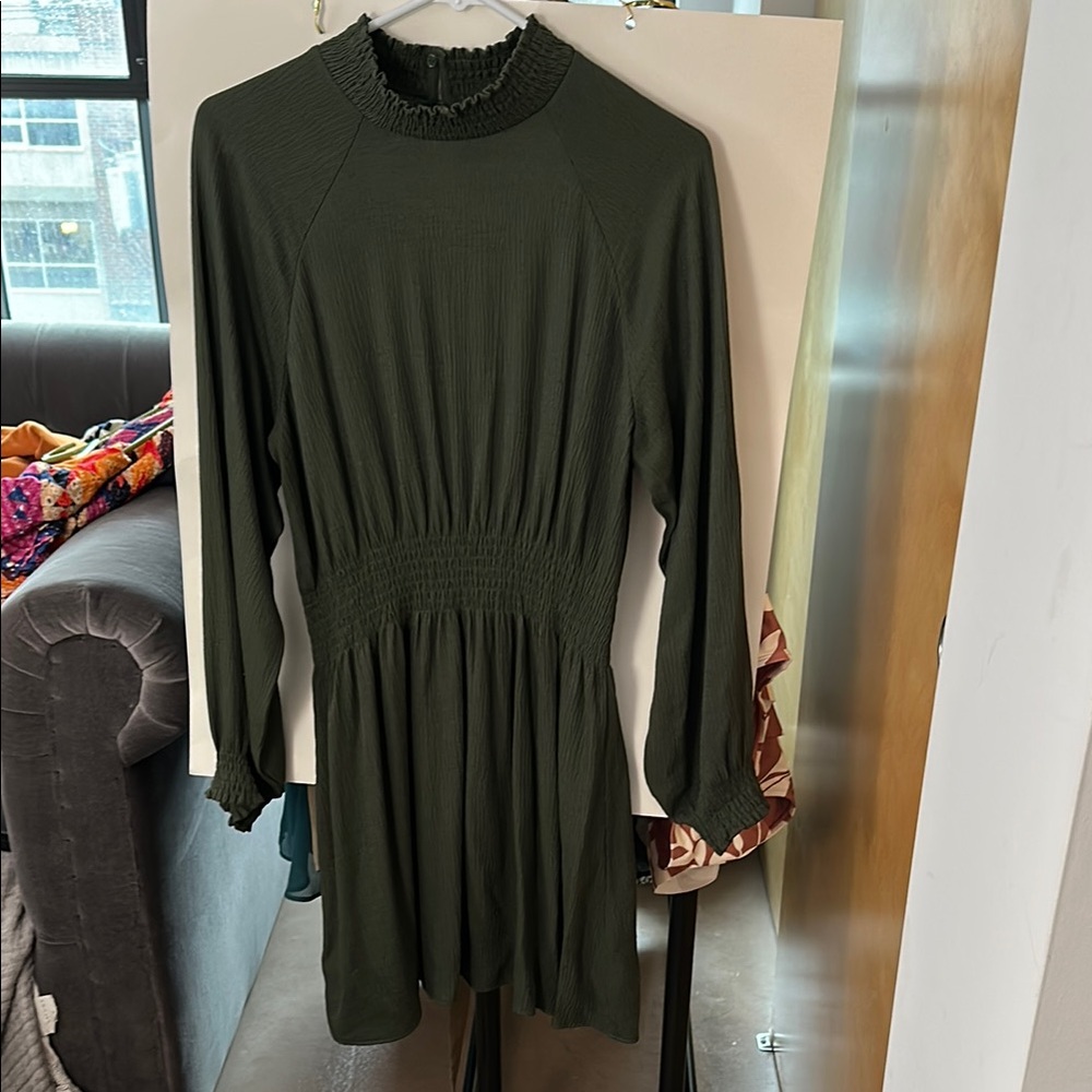 Zara Green Long-Sleeve Dress